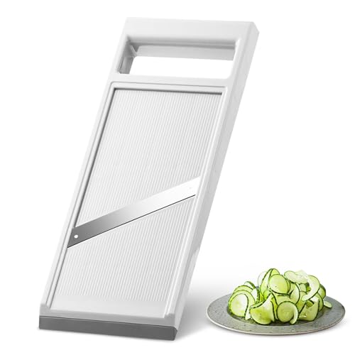 Handheld Mandoline Slicer, Potato Slicer for Chips Potato Chip Slicer Manual Slicer for Kitchen Mandoline Vegetable Slicer Fruits and Vegetable Chip Maker (White)