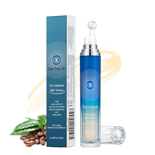 Koffein Augencreme gegen Falten und Augenringe - Caffeine Eye Cream Augencreme gegen Tränensäcke - Koffein Augenserum Anti-Aging mit 360°Massageball, Feuchtigkeits Augenpflege