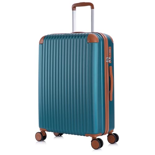 Image of Rocklands London Suitcase Medium 24 Inch Hard Shell Lightweight Checked Luggage 4 Dual Spinner Wheels Trolley Bag | Telescopic Handle, TSA Lock Travel Bag Medium Suitcase, Teal
