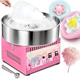 Commercial Cotton Candy Machine 1000W, 3-4 Per Minute, 38cm Stainless Steel Bowl, Easy Double Switch, Sugar Scoop, for Carnival Party Commercial Events (US Plug)