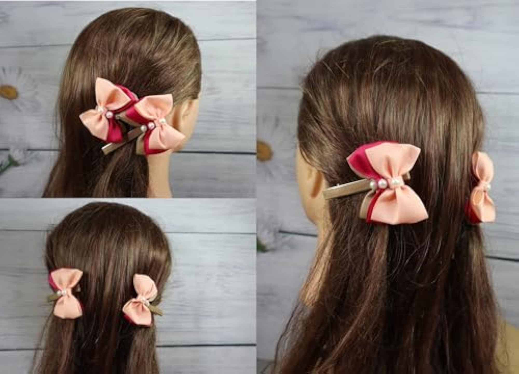 Pack of 4 Detailed Bow Hair Clips