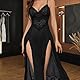 Qcpuuu Nachthemd Damen Sexy, V-Ausschnitt Unterwäsche Corsage, Sexy Dessous Damen, Longe Nachtwäsche Seitlich Geschlitztes Negligee mit G-String,L