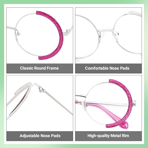 Image of Zeelool Vintage Metal Round Blue Light Blocking Glasses for Women ZJGM351423-04 Pink