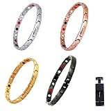 Plmzjm 4 Packs Magnetic Lymph Detox Bracelet for Women Men, Adjustable Lymph Detox Magnetic Bracelet