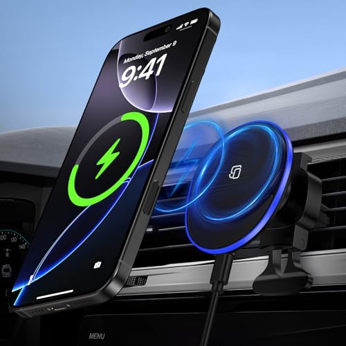 Wireless Mag Safe Car Mount Charger for Samsung Galaxy S25 Ultra S24 FE S23 Plus S22 S21 S20, 15W Magnetic Auto Phone Charging Car Wireless Charger for Google 9A 8A 7 8 9 Pro Fold XL iPhone 16E 16 15