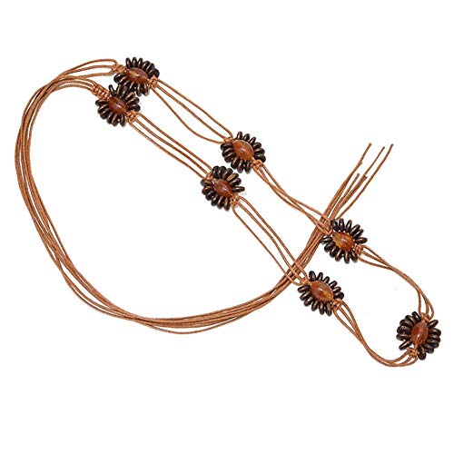 BOLAWOO-77 Cinturón De Mujer De Mujer Cinturón De Cinturón Cuero Mode De Marca Cadena De Piedras Preciosas De Arroz Retro Cadena De Cintura Tejida 70 Cm Ancho Ca 3 Cm Con Cuerda Encerada