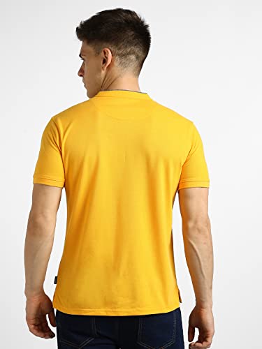 Image of Urbano Fashion Men's Solid Slim Fit Half Sleeve Cotton Polo T-Shirt with Mandarin Collar