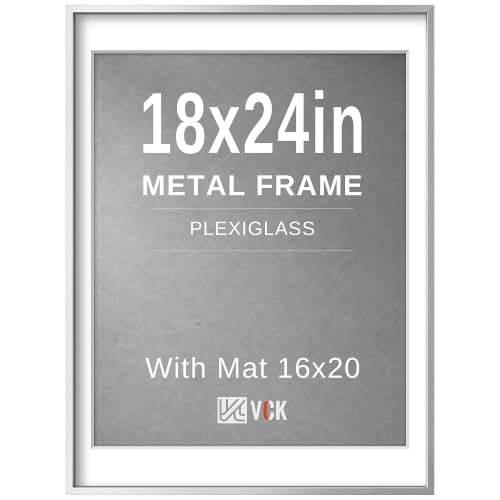 Image of VCK 18x24 Frame, Silver Metal - Matted to 16x20, for Artwork /Poster