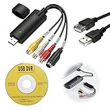 VHS to Digital Converter USB Video Capture Card Audio Video Grabber Converts RCA to USB Audio Video Converter Device with Scart/AV for Mini DV Hi8 DVD VCR to Digital Adaptor for Windows XP Vista