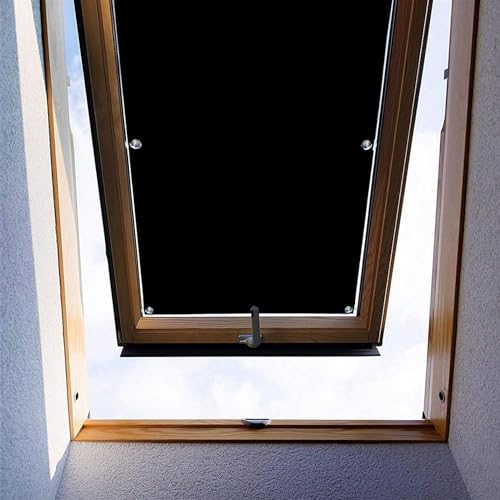 Ygann Dachfenster Rollo Thermo Sonnenschutz Verdunkelungsrollo für Dachfenster UV Schutz mit Saugnäpfe ohne Bohren ohne kleben (Schwarz,92x118cm)