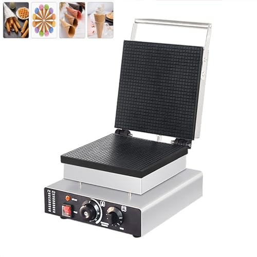Macchina Professionale per Waffle con Controllo della Temperatura Regolabile - Ideale per Coni Gelato e Dessert in Negozi e panetterie, Piastra Quadrata,Square Square Plate