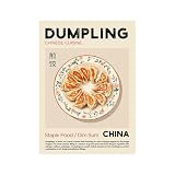 Póster de comida de cocina, pizza, ramen, sushi, espaguetis, kimchi, panqueques, croissant, albóndigas, lienzo impreso para decoración de comedor (SKU15, 8 x 12 pulgadas, sin marco)
