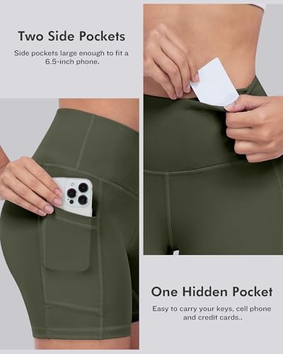 LZYVOO Biker Spandex Shorts Women, High Waisted Tummy Control Workout Yoga Shorts with Pockets2