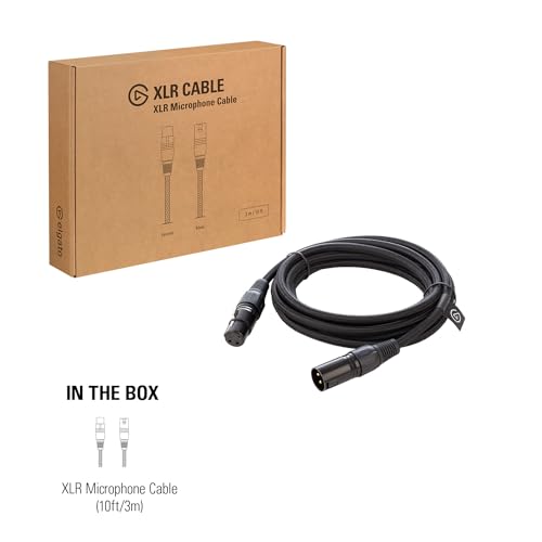 Image of Elgato XLR Cable, Shielded Microphone Cable, 10ft | Male to female connectors, Gold-plated pins, Nylon braided jacket, Reduces electromagnetic interference