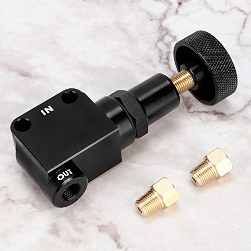 HELEVIA Universal-Druckregler für Bremskraftregler, Einstellbares Propellerventil für Renn-Driftstrecken mit 100–1000 PSI, Schwarzes Aluminium