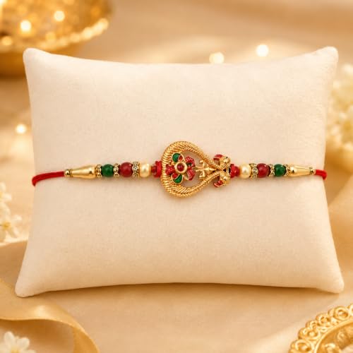 Image of Oblivion Ethnic Multicolor Birds Rakhi Combo for Brother Bhaiya Bhai with Thali, Roli Tikka, Silver Color Pooja Coin & Greeting Card | Traditional Thread Bracelet | Raksha Bandhan Gift Set | Pack of 5