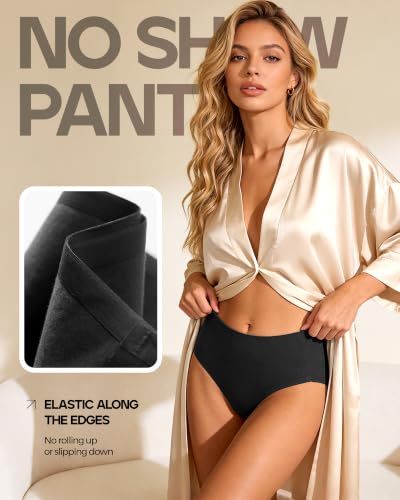 Image of Xibing Seamless Cotton Underwear for Women No Show Briefs High Waist 6-pack | No rolling up and down, tag-free and breathable, Full coverage soft comfort for everyday wear