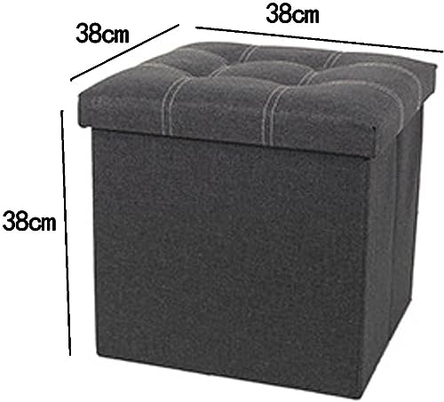 Banc à chaussures pliant avec couvercle rabattable en lin - 2