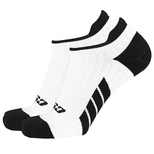 CSX Ankle Socks, Arch Support Compression, Men and Women Low Cut Fit, Black on White, Small