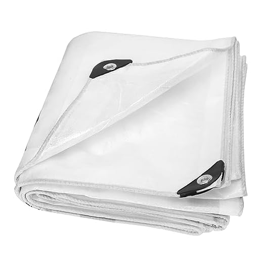 Tough Stacks High Density Polyethylene (Hdpe) 150 Gsm Tarpaulin Tirpal Tadpatri Waterproof, Uv Resistant, Reinforced Eyelets Strong Tarpaulin For Multi-Purpose (White, 12Ft X 15Ft)