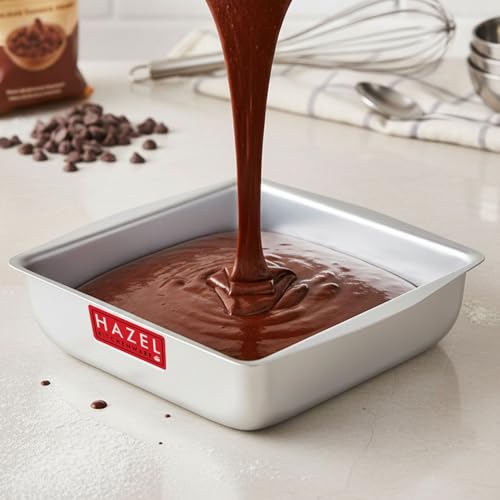 Image of HAZEL Aluminium Square Shape Cake Mould Large | Cake Making Tools Full Mould for Baking | Microwave Tray Aluminium Tin OTG Oven Pan