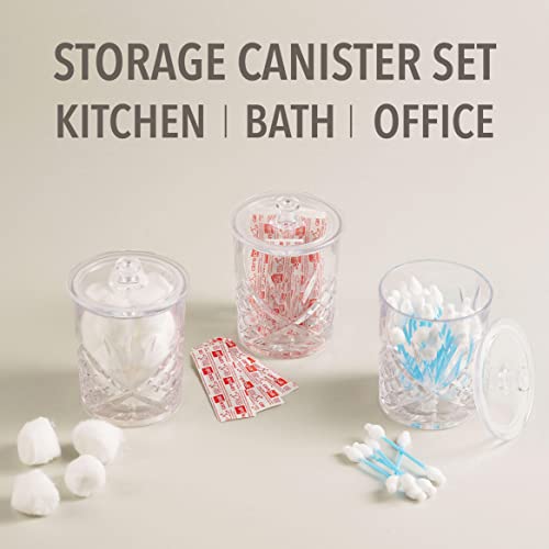 Godinger Storage Jars with Lids Set, Canister Set, Apothecary Jars, Candy Jar, Coffee Canister, Qtip Holder, Bathroom Accessories, Kitchen Accessories, Shatterproof Acrylic - 11oz., Set of 3 - Image 5