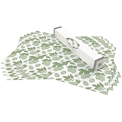The Master Herbalist UNSCENTED & WIPE CLEAN Drawer Liners with a green HOPS Design - Perfect for Bedroom Drawers, Wardrobe Shelves, Linen Cupboards & Kitchen Cabinets Cover