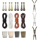 Complete Kit Contents: You will receive 4 PU leather bolo tie cords, 8 alloy cord ends, and 4 iron slide clasps, providing all essential components needed for your bolo tie making projects. Clear Component Sizes: The PU leather cords measure 39.37 in...