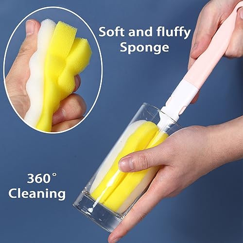Image of INVODA Bottle Brush 4Pack Long Handle Cup Cleaner Brush Whit Straw Brushes 4Pack Sponge Bottle Scrubber Detachable Handle Cup Cleaning Brush for Baby Bottle Clean Mugs (4 PCS+Straw Brushes 4PCS)