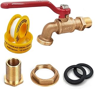 Rain Barrel Spigot Diverter Kit 1/2 Quarter Turn Ball Valve Faucet with Teflon