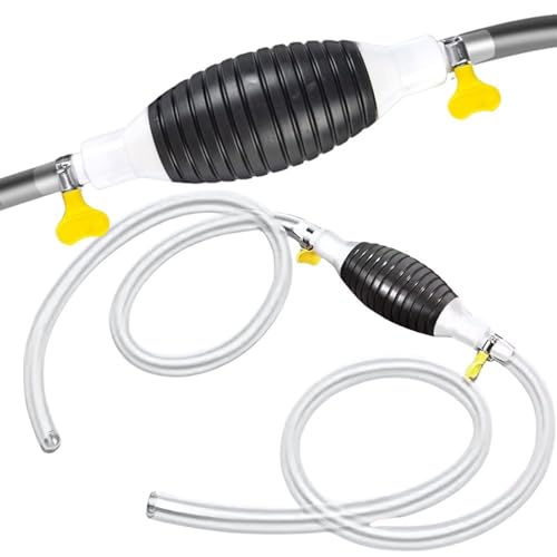 PARENCE- Pompe Manuelle d’Extraction pour Carburant, Eau et Huile – Kit Siphon avec Poire d’aspiration, Tuyau 2m Transparent + Serre-Joints – Vidange...