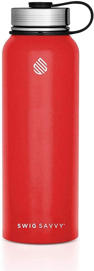Swig SavvyStainless Steel Water Bottle - Vacuum Insulated Double Wall & Wide Mouth Design - Drinking Mug for Hot & Cold Drinks - BPA Free