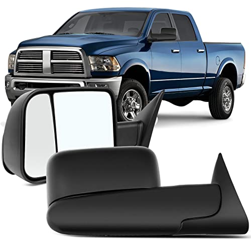 Ocpty Towing Mirrors With Power Heated Drive Passenger Side Tow Mirrors Compatible With 1998-2001 For Dodge For Ram 1500/2500/3500 Truck With Black Housing #TOP8