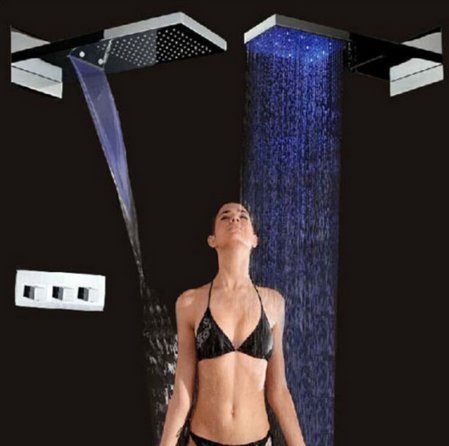 Set robinet de douche encastrable à ciel de pluie LED de 55,9 cm