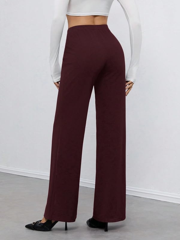 Image of Women's Regular Fit Trousers - Stylish & Comfortable Casual Pants in Wine