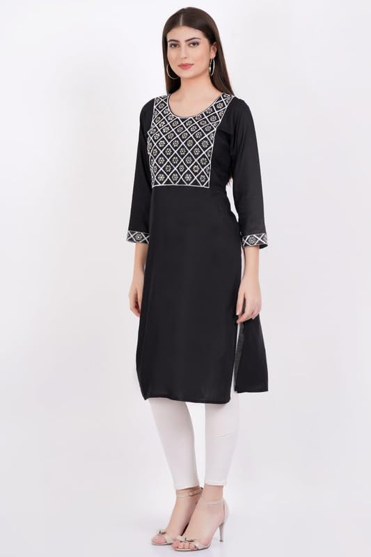 Image of Chikan Work Embroidery on Rayon Cotton Kurti: Timeless Craftsmanship Meets Modern Elegance. Elevate Your Style