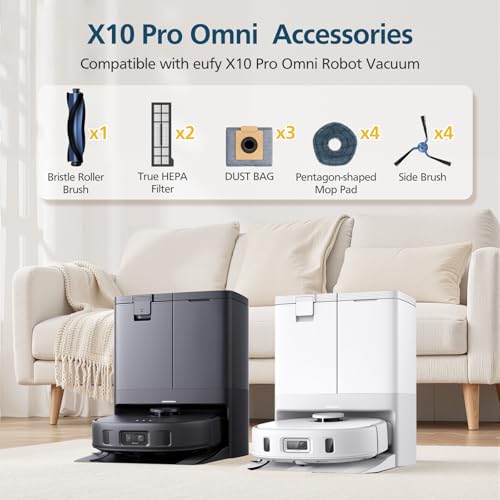 Image of X10 Pro Omni Accessories for Eufy X10 Pro Omni Robot Vacuum Accessories Kit, 1 Main Brush+ 2 Hepa Filters+ 4 Mop Pads+ 3 Vacuum Bags+ 4 Side Brushs for Eufy X10 Pro Omni Accessories