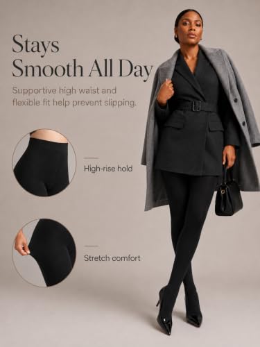 Image of DancMolly Opaque Fleece Lined Tights for Women, High Waist Warm Winter Thermal Control Top Pantyhose