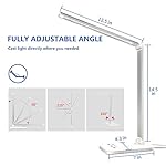 White crown LED Desk Lamp Dimmable Table Lamp Reading Lamp with USB Charging Port, 5 Lighting Modes, Sensitive Control, 30/60 Minutes Timer (White, First-Generation) - Image 4