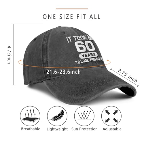 Image of 60th Birthday Gifts for Men Women 60 Year Old Gifts Decorations Took Me 60 Years to Look This Good Washed Cotton Hat
