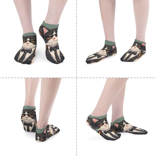 Cool Rich Gangster Boss Cat Socks for Women Men Cotton Sock Soft Moisture-Wicking Sock for Running Sports Sock 5 Pairs4