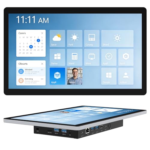 All-in-One Industrial 13.3 Inch Touchscreen Panel PC, Celeron N5100 FHD IPS Display Win11 Pro, 8GB RAM, 128GB Storage, 4X USB 3.0, 2X RS232, Gigabit LAN, HDMI and Type-C