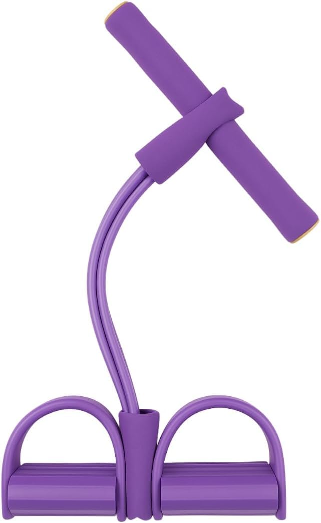 VORX LONDON Pedal Rope Exerciser, 4 Tubes Elastic Pull Rope for Full Body Workout Resistance Trainer Home Fitness Equipment for Legs, Arms, Core, Weight Loss, Yoga & Pilates (Purple)