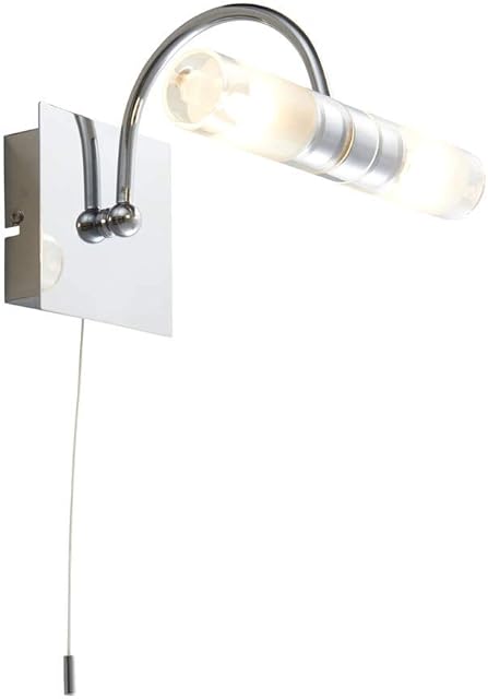 Chrome & Glass Bathroom IP44 Pull Cord Mirror Wall Light