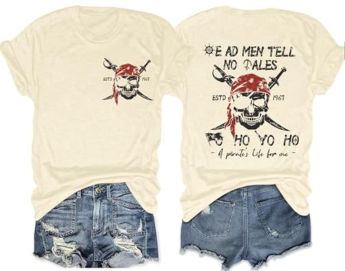 Pirate Shirts Women Night Cruise Family Trip Outfit Yo Ho Yo Ho Pirate Costume Skull Treasure Ships Graphic Tee