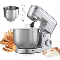 VEVOR Impastatrice Planetaria Macchina da Cucina per la Cottura al Forno 1500 W con Ciotole in Acciaio Inox, Gancio per Impastare, Impastatrice con Inclinazione Regolabile a 10 Velocit&agrave;