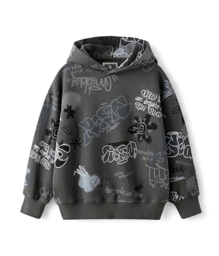 Image of Alan Jones Clothing Boys Oversize Hoodie with Graffiti Print | Full Sleeve Sweatshirt for Kids & Teens | Age 6-16 Years