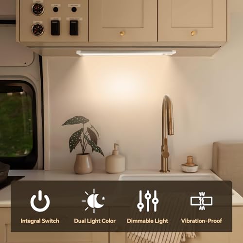 acegoo 12V LED Unterbauleuchte 470lm Wohnmobil Dimmbar 4,5W Integriertem Dimmschalter&Rotes Licht, Kabine für Boot Yacht Wohnwagen Camper Innenbeluchtung 305mm 2PCS (4000K)
