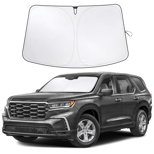 Image of EcoNour Windshield Sun Shade Compatible for Honda Pilot 2016-2025 | Custom Fit SUV Front Window Sunshade | Foldable Heat & UV Reflective Sun Visor