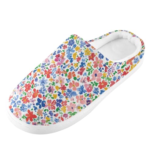 JUNZAN Iceland White Beauty Summer Flowers Cotton Slippers for Men Comfortable Memory Foam Travel Slippers for Outdoor Funny Presents 6-7 5